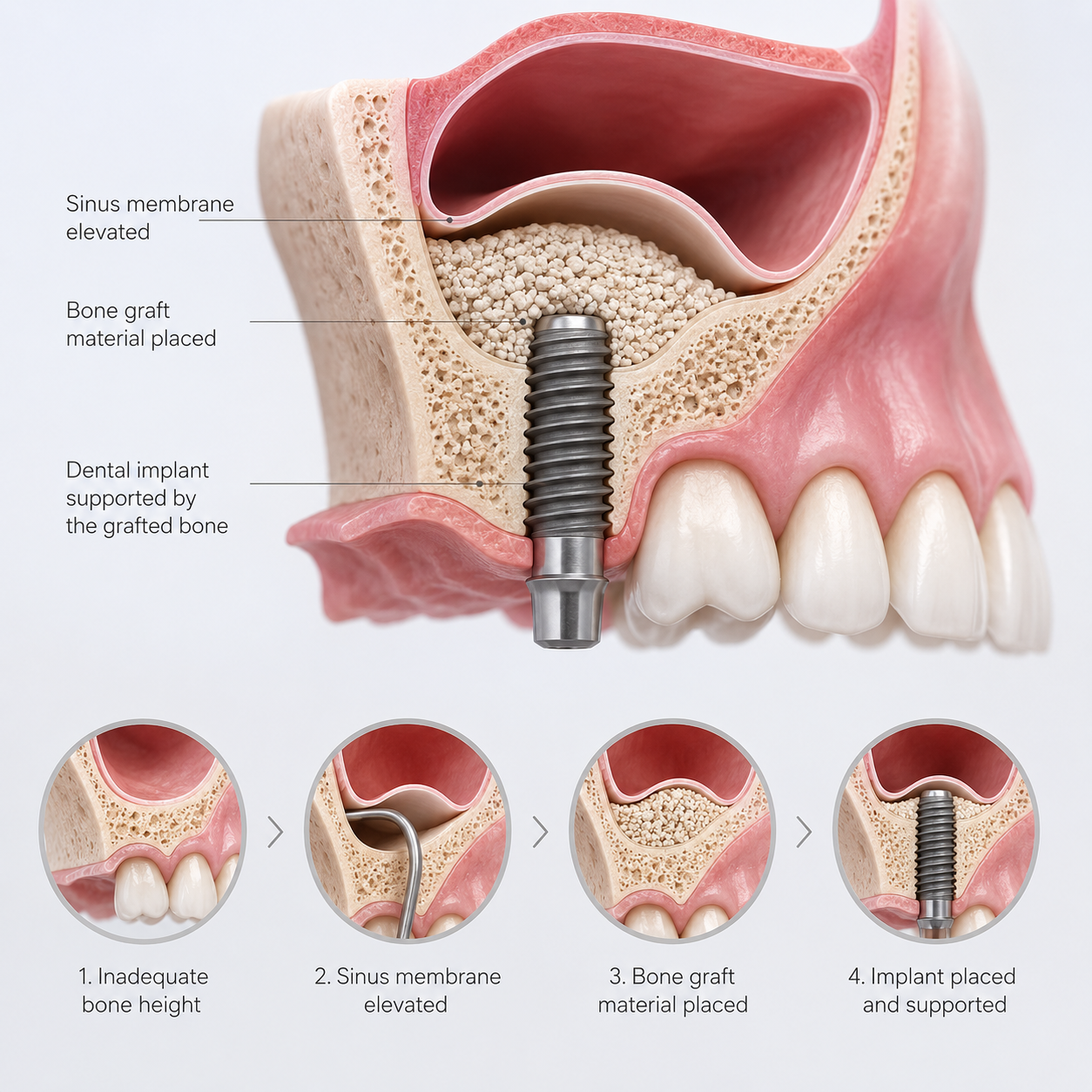 Sinus lift and bone graft treatment for dental implants explained