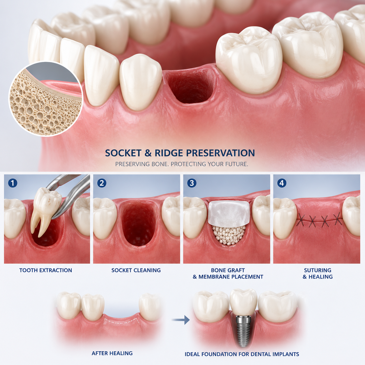 Socket and ridge preservation bone graft after tooth extraction in Guildford